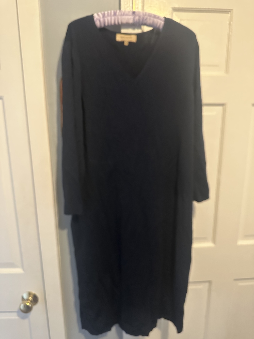 Jones New York Navy V-Neck Ribbed Knit Shift Dress